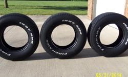 FOR SALE: 3 Firestone FIREHAWK INDY 500 - P235/R15 Tires. 70 Series.&nbsp;Lots of tread left. $35 each or $100 for three, firm. In Bolivar, Mo. Call 573-774-8684.