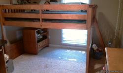 **VERY NICE,WOODEN LOFT BED!! --- USES A FULL SIZE MATTRESS
(HAS SOLD NEW IN STORES FOR $900.)
-- LOTS OF ROOM UNDERNEATH TO PLAY VIDEO GAMES/HANG OUT!