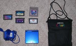 gameboy advance sp (blue)
charger
case
5 games :
-tetris
-spongebob squarepants revenge of the flying dutchman
-connect four, perfection, trouble (all 3 in one game)
-Rapala Pro Fishing
-Namco Museum {ms. pac-man, pole position (racing), dig dug, galaga,