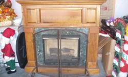 This is a very nice fire place. It can run off of either gas or propane it has a temp control on it that you have to control yourself and turn off yourself it does not have a thermostast.it is 46 in high and 51 in wide and it stands out 13 inches from the