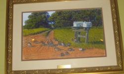 "Covey Crossing".. original painting, framed & matted&nbsp;43"x32"..