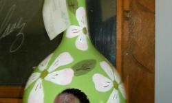 Hand painted birdhouse gourds ready for FREE and immediate shipping! www.janetsgourdsnmore.com
