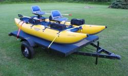 13ft Guide Series Inflatable Pontoon boat. Excellent condition. Only used 6 times. Comes with many extras and trailer.
Fully rigged to cover class III water as well as ponds and lakes. Holds to people comfortably and safely. Have invested
over $4,000 into