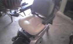 Came into possession of this electric wheelchair and have no room for it. Link to manufacture's Web-Site below. Cash only. Thanks.
http://www.pridemobility.com/jazzy/1113ats.asp
Contact via Craigslist or Cell Phone. Call/Text 11:00am-2:00pm Sun-Sat -