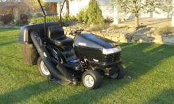 Model DGS 6500 Craftsman Lawn Tractor
24 HP twin cylinder Kohler engine
Hydrostatic drive with cruise control
48" cut, 3 blades
9 bushel, 3 compartment bagger
Sun Canopy
115.2 hrs. on meter, like NEW condition, must see!
$3299.00 new, recentcly serviced.
