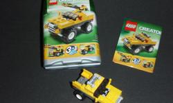 Several different items to choose from. Buy more than one and we can negotiate new pricing. 1. Legos - Mini-Dumper Ages 6-12 3 in 1 Set builds a mini-dumper, a race car or an off-roader. 60 pieces Has box, all pieces and instructions. Like new 2. Legos -