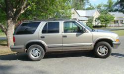 1999 Chevy Blazer 4 door, 4 wheel drive, fully loaded, good shape, 100,000 mile, sunroof, towing package,
privacy windows, 4.3 liter, V 6 High Output, leather seats&nbsp; I have to sell it because I'm going on mission to Africa!&nbsp; I hate to get rid of
