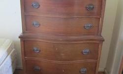 Dresser with large mirror, highboy, two end tables. From the 1950's.