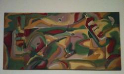 Original painting on silk by artist G. Schwegler.&nbsp; Painting is abstract with martini theme.