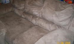 I have a matching tan microfiber sofa and loveseat. They are three years old, but were only used for about 1.5years and were in storage for the other 1.5years. I no longer have room for them. The cushions are in good condition, there are a couple of light