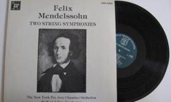 Felix Mendelssohn
Two String Symphonies
The New York Pro Arte Chamber Orchestra
Raffael Adler, Conductor
Musical Heritage Society MHS 4253
1980
Hard to find Musical Heritage Society record in original case and sleeve.
Record visually graded NM. Light wear