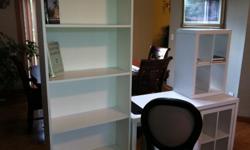 NEW MODULAR STORAGE DESK WITH TWO CUBEs
FIVE SHELF STORAGE UNIT,
CHAIR
BUY ALL PIECES FOR $85.00