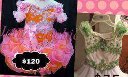 I have a orange and pink dress size M 5-7 cupcake skirt full of stones sparkles on stage. Asking $120.00 obo. Worn only once.
I also have a white and lime green dress size 6 full of stones and sparkles so beautiful. Asking $75 obo.
Both dresses are in