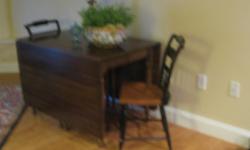 84" drop leaf cherry wood table w/two 10" leaves - $350
Six original cherrywood seat chairs - $240
Four drawer cherrywood sideboard - $300
All in excellent condition, single owner.
May be purchased as individual pieces or ensemble = $750.00.