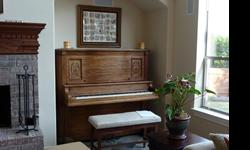 Uprght piano built circa 1800. Recently tuned with refinished wood. Light cherry with mahogany tones. Family piano well cared for. Recently upolstered bench with sheet music storage included. U-haul from Austin area. Call 512-519- 9412 for additional info