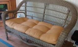 Beautiful settee and matching side table. Only 1.5 years old! Cushion alone cost $60.
Excellent condition. Tan finish. Smoke free home. Perfect for sunroom, porch or guestroom!
Settee with cushion - $100, Table - $25
203-536-3860. Cash and carry.