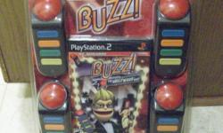 New, still in package Playstation 2 Buzz game w/buzzers. New price was about $40.00