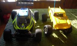 RC cars ,one brushless stampede,that needs a speed controler,& one nitro xtm xlb 4wd-car only and it needs ten dollar part for the steering ,the stampede is worth about $250.00, the nitro car is worth about .$350.00...u can buy em both for $375.00 , NO
