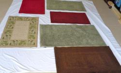 Several (6) small rugs for in front of sink, doorways, in halls. &nbsp;Also have longer runners w/ design on another post.