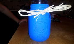 Mason Jar Hand Painted and Embellished Holds a votive and tealight candle gives off a beautiful glow