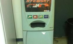 Personal vending machine
dispenses soda, beer, water
Bottom section has storage area
Customizable front picture panel (Currently Tony Stewart) and selection panels.
Holds 12 oz beverage cans. glass or plastic bottles soda or beer
20oz plastic bottles
10