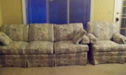 sofa and matching chair bleu foral,300.00,or,obo,call --