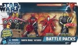 &nbsp;
STAR WARS 2012 BATTLE PACKS DARTH MAUL RETURNS WITH DARTH MAUL FIRST APPEARANCE, NIGHTSISTER CHARACTER DEBUT, AND SAVAGE OPRESS DARTH MAUL'S BROTHER.&nbsp;
Figures are MINT in MINT to near MINT package.