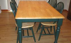 Table and chairs, nice condition. Painted surfaces could be repainted to color of your choice.
