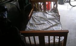 wood, with side rails and mattress, good condition