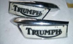 call to pick up ----text to make offer can deliver
TRIUMPH BONNEVILLE, TIGER, TROPHY 500 & 650 TANK BADGE SET 1969-79 PN# 82-9700/1 ,, they are used--no issues-work fine---found in a locker with hat and--- maltase cross foot pegs from the 70's--so if you