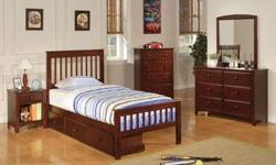 I have this very nice all wood cappucinno twin bed without mattress for $145.00 (firm). The bed is new in the factory boxes and does not come with the under drawers thats in the picture.
Delivery available for $30.00 if needed.
Call or text me at
