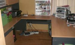 U Shaped Desk with Matching Bookcase and Extra Desk. This is an awesome office set purchased from Sams Club. Great for scrapbooking too! See attached pictures