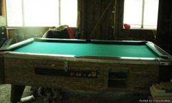 VALLEY POOL TABLE (The kind you see in clubs) good condition will last for years and years. Slate in great shape. comes with balls and sticks. Sticks need new felt. Need sold before the 18th. After that if still here, Price will go up.&nbsp;