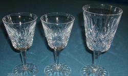 WATERFORD CRYSTAL STEMWARE LISMORE PATTERN
REPLACEMENT PRICE IS $ 69.50 PER GLASS
WILL SELL ALL 3 FOR $ 50.00
1 8 OZ GOBLET AND 2 WINE GLASSES
WILL SHIP.... YOU PAY SHIPPING