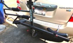 Yakima Stick Up&nbsp;2 bike rack for 2" or 1 1/4"&nbsp;hitches. &nbsp;New cost $250.00, excellent condition. Used very little. Extremely secure, outstanding performance. &nbsp;Easy to load/unload. &nbsp;Hitch load limit 45 lb per bike. Folds up when not