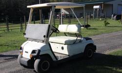 Yamahaa Electric 2001 Golf Cart, Model G196 Pacesetter.&nbsp; White in Color.&nbsp; It has been kept inside and is very clean and charges quickly and runs great!!&nbsp; It holds two golf bags in back.&nbsp; The upholstery is in good shape.&nbsp; Tires are